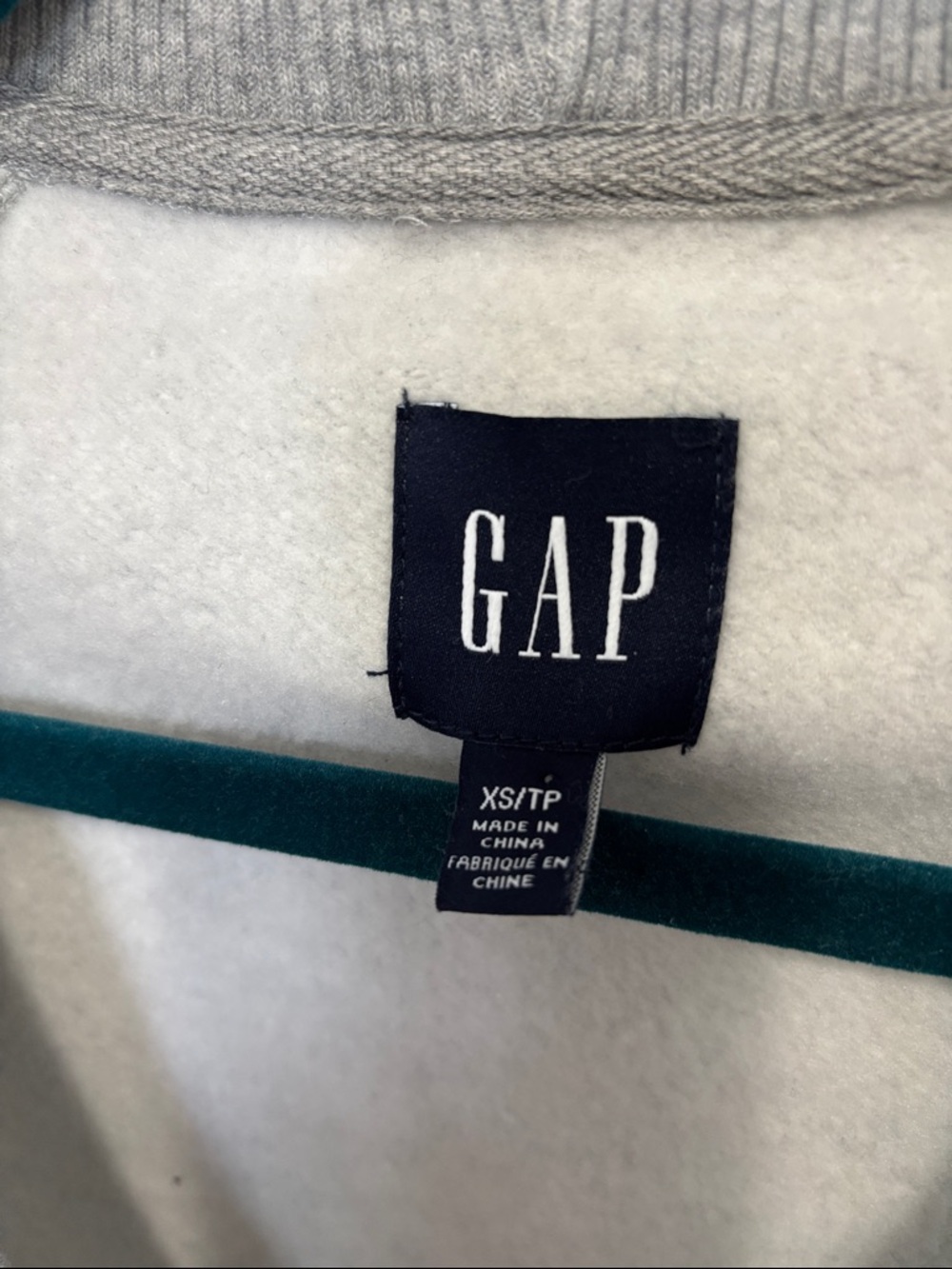 GAP Heather Gray Button-Front Women's Varsity Cardigan with Navy Trim XS - Picture 3 of 8